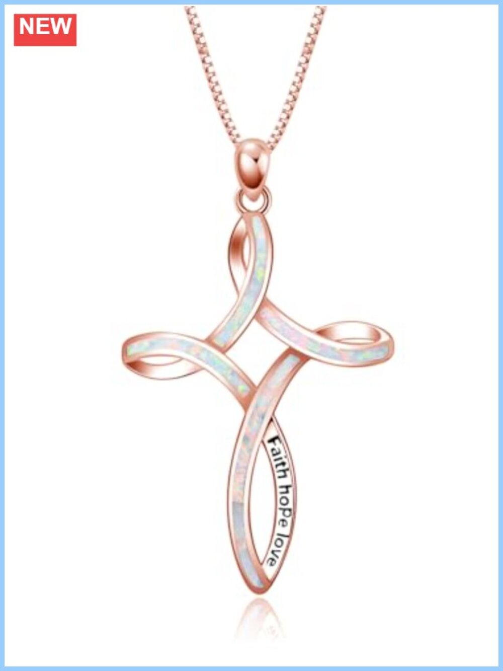 925 Sterling Silver Opal Cross Necklace Celtic Pendant 18 in Box Chain